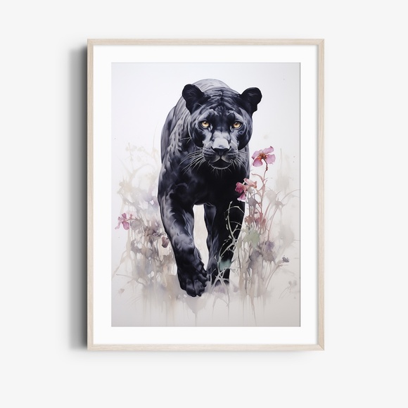 Watercolor Black Jaguar Wall Art Print Unframed - Majestic Jungle Elegance - Picture 6 of 6